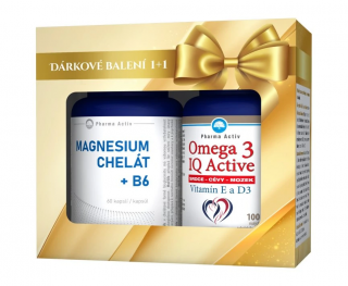 Magnesium Chelát + B6 cps.60+Omega 3 IQ Activ Vitamín E a D3 tob.100 Pharma Activ