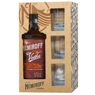 Vodka Nemiroff Honey Pepper 40% 0,7 l (dárkové balení 3 skleničky)