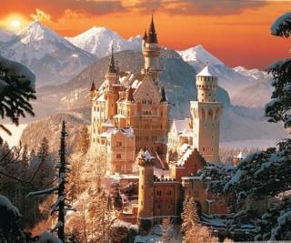 Diamantový obrázek 40x30cm - Zámek Neuschwanstein 6423