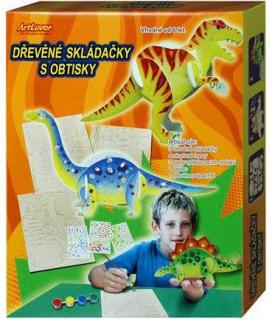 Dřevěné skládačky s obtisky - dinosauři