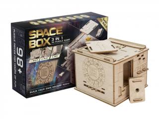 EscWelt Dřevěná stavebnice a hlavolam 3v1 3D SPACE Box