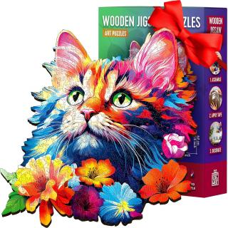 EscWelt Dřevěné puzzle Kočka 200 dílků