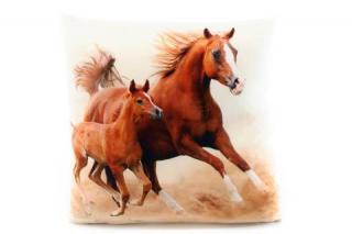 Polštářek s potiskem 33x33cm koně hnědáci