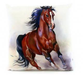 Polštářek s potiskem 33x33cm kůň hnědák