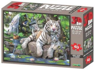 Puzzle 3D efekt - Bílí tygři 63 dílků