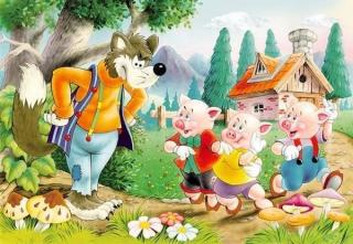 Puzzle 60 dílků - Tři prasátka s vlkem 6519