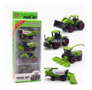 Zemědělské stroje Farm Set - mini model kov/plast 4ks
