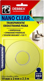 Páska oboustranná NANO Clear 19 mm x 2,5 m