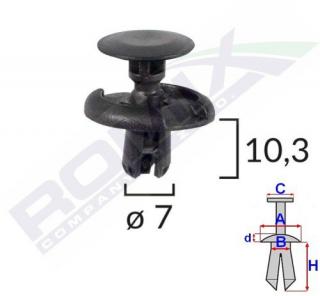 Příchytka plastů podvozku a podběhů 10ks pro Citroen C1, C4-Aircross a C-Crosser (6822N2, 7401HT)