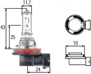 Žárovka mlhovek H11 HELLA (10252631, 6216A3, 12V 55W)