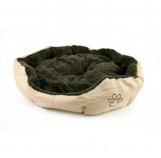 Akinu Nylon & fleece oválný pelech pro psy béžový s tlapkou L 70 x 65 cm