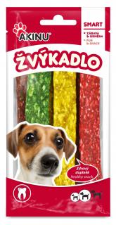 Akinu Plátky žvýkací barevné pamlsek pro psy 12,5 cm 6 ks