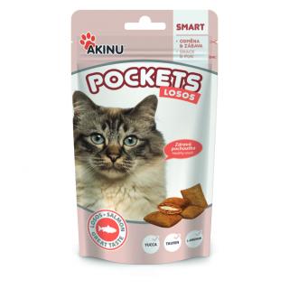 Akinu POCKETS Lososové polštářky pamlsek pro kočky 40 g