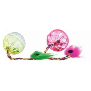 Trixie Míček chrastící s ocáskem 4 cm (2 ks)