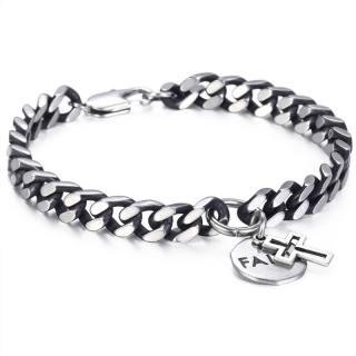 Daniel Dawson Ocelový náramek Faith - kříž - 21 cm (XL) / Stříbrná NR0023