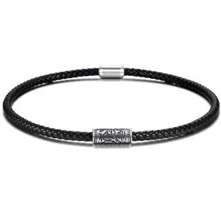 Daniel Dawson Pánský choker náhrdelník Brandon Black - chirurgická ocel a kůže - Černá / 45 cm NHLDN146