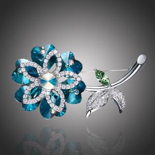 Éternelle Brož Swarovski Elements Crocetti - květina - Tmavě modrá B1040
