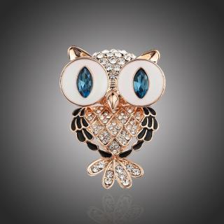 Éternelle Brož Swarovski Elements Donnalee - sova - Modrá B1054
