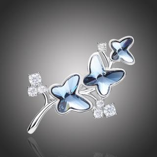 Éternelle Brož Swarovski Elements Montanari - motýl - Tmavě modrá B1043