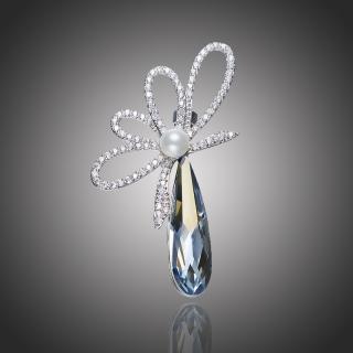 Éternelle Brož Swarovski Elements Pavone - Světle modrá B1045