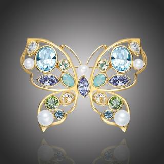 Éternelle Brož Swarovski Elements Vigia Gold - motýl - Barevná/více barev B1057