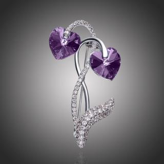 Éternelle Brož Swarovski Elements Vitalia Purple - květina - Fialová B1039