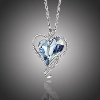 Éternelle Dlouhý náhrdelník Swarovski Elements True Love - srdíčko - 85 cm + 4 cm (prodloužení) / Světle modrá NH1024