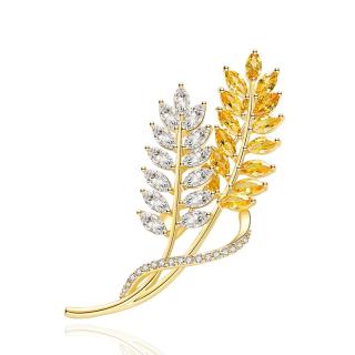 Éternelle Exkluzivní brož Swarovski Elements  Emidia - design pšenice - Zlatá B1077