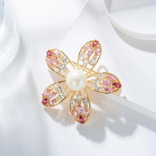Éternelle Exkluzivní brož Swarovski Elements Fiorita - květina - Zlatá B1073