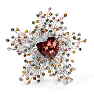 Éternelle Exkluzivní brož Swarovski Elements Gregoria Red - Červená B2026