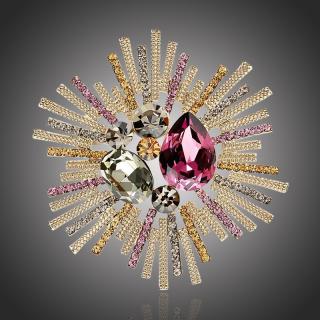 Éternelle Exkluzivní brož Swarovski Elements Marchegiana - Zlatá B1075