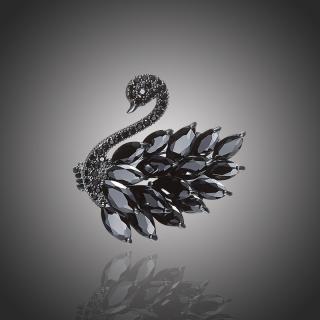 Éternelle Exkluzivní brož Swarovski Elements Sabrina - černá labuť - Černá B1026