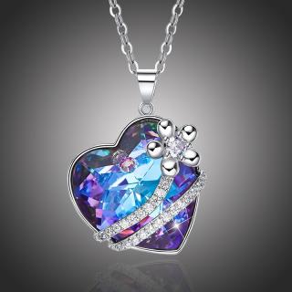 Éternelle Exkluzivní náhrdelník Swarovski Elements Isabel Violet - srdíčko - Fialová / 40 cm + 5 cm (prodloužení) NH2000