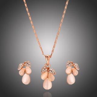 Éternelle Exkluzivní souprava náhrdelníku a náušnic s opály Ariane - Zlatá / 40 cm + 5 cm (prodloužení) SET1124