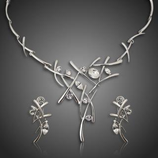 Éternelle Exkluzivní souprava náhrdelníku a náušnic  Swarovski Elements Salvagia - Stříbrná / 39 cm + 5 cm (prodloužení) SET2013