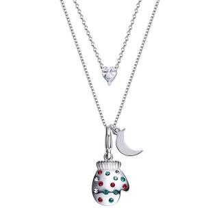 Éternelle Exkluzivní vánoční náhrdelník Swarovski Elements - zimní rukavice - Barevná/více barev / 42 cm + 5 cm (prodloužení) NH1098