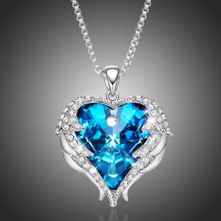 Éternelle Náhrdelník Swarovski Elements Angel Wings - andělská křídla - 40 cm + 5 cm (prodloužení) / Modrá NH2109
