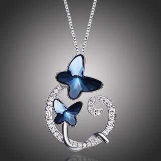 Éternelle Náhrdelník Swarovski Elements Crystal Butterfly - motýl - 40 cm + 5 cm (prodloužení) / Modrá NH2107