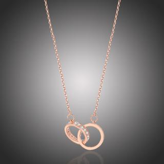 Éternelle Náhrdelník Swarovski Elements Double Ring - Zlatá / 43 cm + 3 cm (prodloužení) NH2105