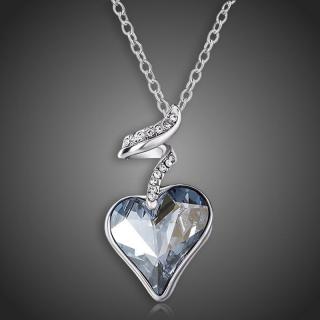 Éternelle Náhrdelník Swarovski Elements Le Véritable Amour - srdíčko - 42 cm + 5 cm (prodloužení) / Světle modrá NH901