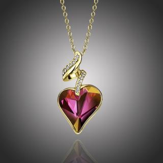 Éternelle Náhrdelník Swarovski Elements Le Véritable Amour Violet - srdíčko - Fialová / 42 cm + 5 cm (prodloužení) NH902
