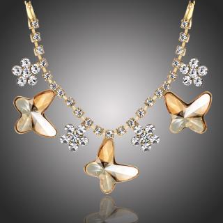 Éternelle Náhrdelník Swarovski Elements Montanari - motýlek - Zlatá / 39 cm + 3 cm (prodloužení) NH1014