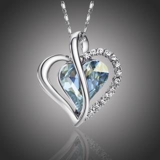 Éternelle Náhrdelník Swarovski Elements True Love modrý - srdíčko - 42 cm + 5 cm (prodloužení) / Světle modrá NH1012