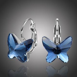 Éternelle Náušnice Swarovski Elements Montanari modré - motýlek - Tmavě modrá E1008