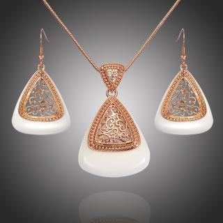 Éternelle Souprava náhrdelníku a náušnic Swarovski Elements Belladonna - 40 cm + 5 cm (prodloužení) / Bílá/čirá SET1123