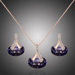 Éternelle Souprava náhrdelníku a náušnic Swarovski Elements Deborah - Fialová / 40 cm + 5 cm (prodloužení) SET1128