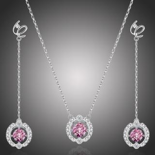 Éternelle Souprava náhrdelníku a náušnic Swarovski Elements Elisabetta - Růžová / 40 cm + 5 cm (prodloužení) SET2021
