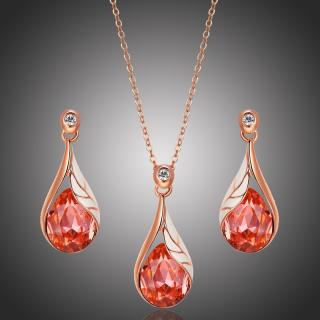Éternelle Souprava náhrdelníku a náušnic Swarovski Elements Ruzziera - 40 cm + 5 cm (prodloužení) / Růžová SET1130