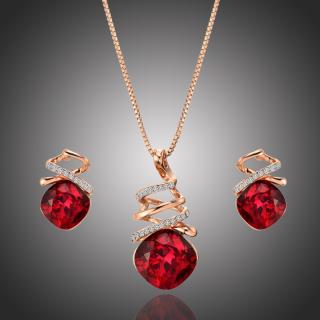 Éternelle Souprava náhrdelníku a náušnic Swarovski Elements Soriana Rubino - Červená / 41 cm + 5 cm (prodloužení) SET1140