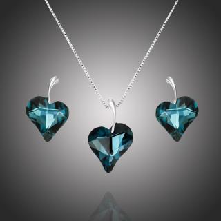 Éternelle Souprava náhrdelníku a náušnic Swarovski Elements Valentina Blue - Tmavě modrá / 40 cm + 5 cm (prodloužení) SET1127